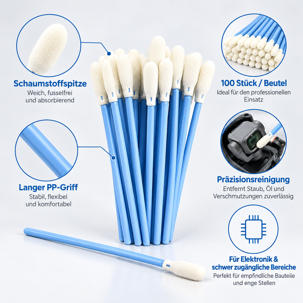 INDUVEXA FoamSwab S1™ – Präzisions-Reinigungsswabs, 100 Stk.