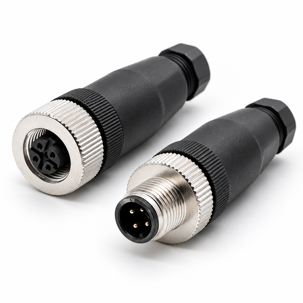 INDUVEXA FieldConnect M12™ – Feldkonfektionierbarer M12-Steckverbinder, A-Code, 4-polig