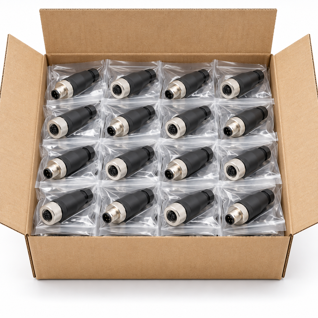INDUVEXA FieldConnect M12™ – Feldkonfektionierbarer M12-Steckverbinder, A-Code, 4-polig